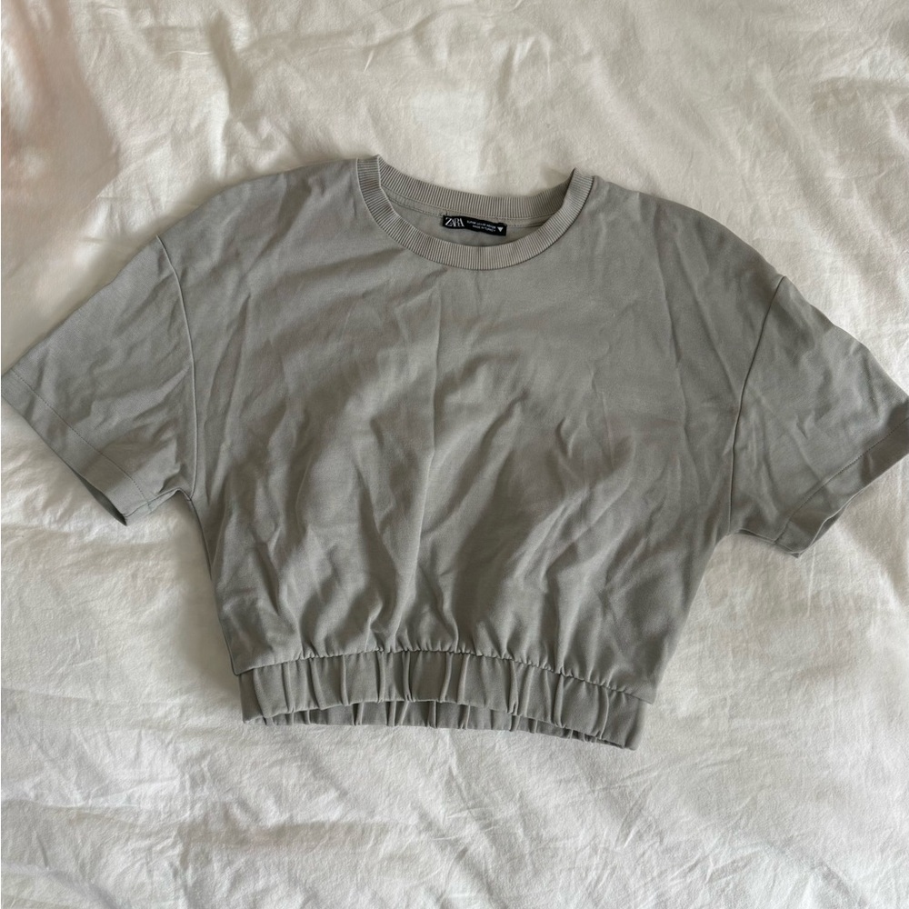 Zara Sea Salt Color Cropped T-Shirt